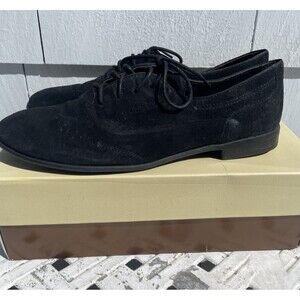 Franco Sarto Toledo Chic Suede Oxford Lace Up Casual Loafers Black Womens Size 9